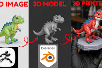 turn 2d image, sketch into 3d printable model image to stl file for 3d printing