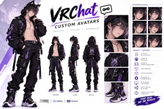 create vrchat avatar, anime avatar, furry avatar and vrc character model