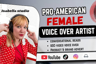 be a conversational millennial american female voice over or ugc video voiceover