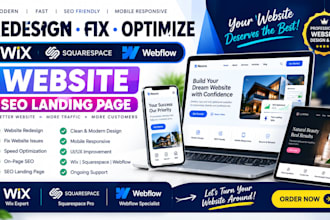 redesign fix optimize wix squaresepace webflow website wix seo landing page