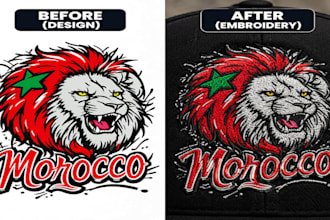 do image digitizing and 3d puff embroidery for cap hat and logo in dst pes
