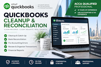 clean up quickbooks online, reconcile accounts and fix bookkeeping
