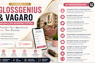 setup glossgenius and vagaro beauty spa skincare salon booking website