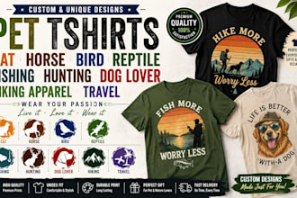pet tshirts cat horse bird reptile fishing hunting dog lover hiking apparel trav