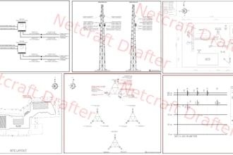 drawing telecom towers 2d autocad