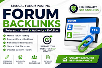 build relevant forum backlinks with manual forum posting for SEO