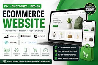 design fix customize bigcommerce big cartel ecwid godaddy shift4shop website