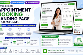 build an appointment booking landing page design and sales funnel