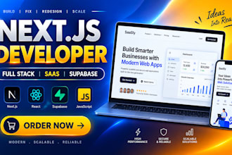 be your next js developer for full stack web app, saas and supabase development