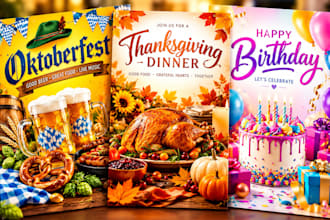design flyer and banner for oktoberfest thanksgiving holidays and birthday event