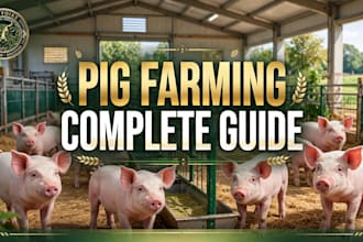 write pig farming guide housing feeding and disease management plan