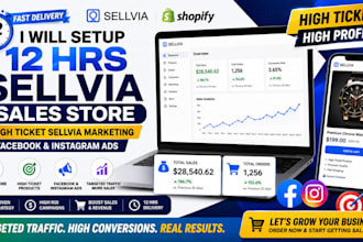setup 12 hrs sellvia sales store, high ticket sellvia marketing, facebook ig ads