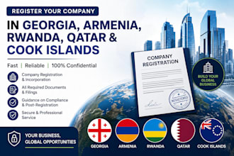 register your company in georgia, armenia, rwanda, qatar and cook islands