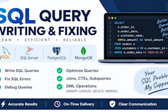 write and fix sql queries for your data needs