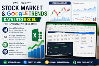 collect stock market and google trends data into excel for investment research