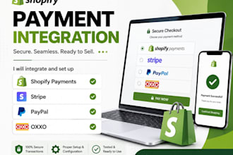 shopify payment integration, stripe, paypal and oxxo gateway setup