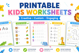 design educational worksheets and kids activity worksheets