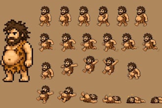 create pixel art sprite, character sprite 2d game assests and animations