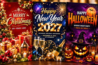 design christmas new year halloween easter greeting ecard flyer and banner