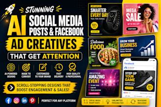 design stunning ai social media posts, promotional graphics and facebook ads