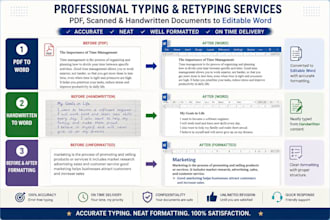 type and retype PDF scanned and handwritten documents
