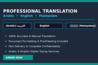 accurately translate english, arabic, and malayalam