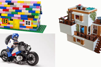 3d lego car, bike, house, ship, moc, lego minifigure,lego toys, bjd models