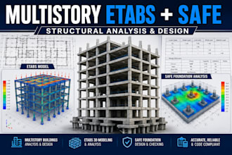 design and analyze multistory buildings using etabs and safe