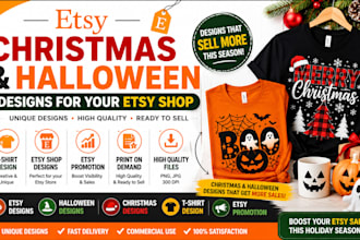 create christmas and halloween etsy products and designs