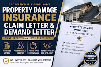 write a property damage insurance claim letter and demand letter