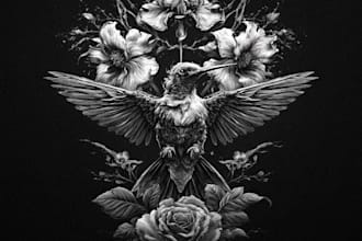 authentic vintage engraving and detailed etching artwork