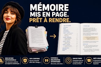 je mets en page votre memoire ou these selon les normes apa, mla ou chicago