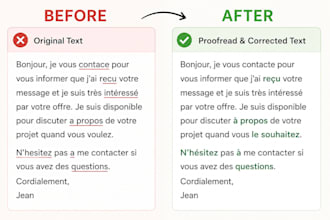 proofread and correct your french text