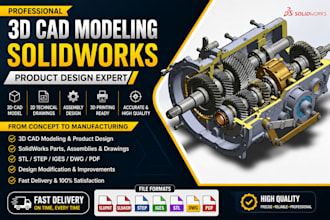 do 3d cad modeling, product design and solidworks 3d modeling