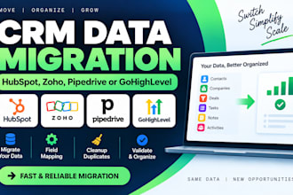 migrate your CRM data to hubspot, zoho, pipedrive or gohighlevel