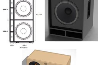 design speaker enclosure, subwoofer box speaker cabinet and 3d cad model for dfm
