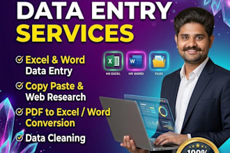 do professional data entry web research and copy paste work