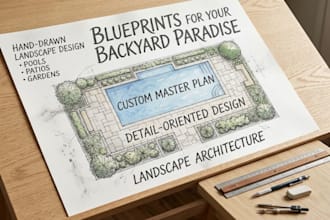create a city permit landscape plan with pool and patio