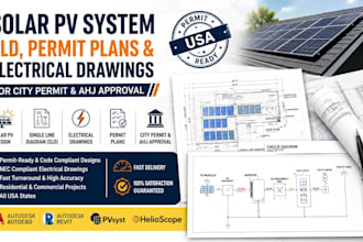 design solar pv system sld permit plans and electrical drawings for city permit