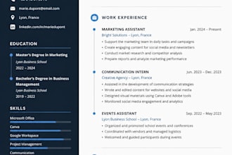 create a professional and modern CV resume in canva
