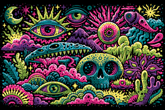 design wild psychedelic trippy illustrations