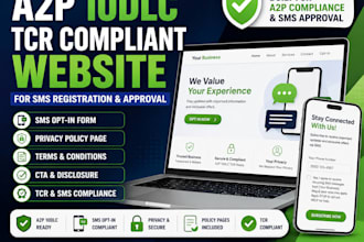 build a2p 10dlc tcr compliant website for SMS registration