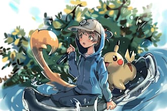 draw pokemon art fakemon with official anime style