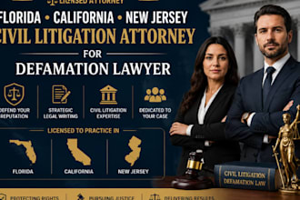 licensed  florida ,ca nj civil litigation attorney for   lawyer defamation