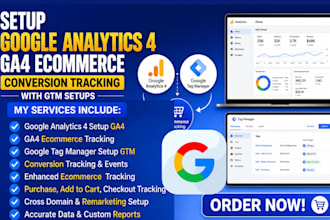 setup google analytics 4, ga4 ecommerce conversion tracking with gtm setups