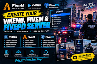 create your vmenu, fivem and fivepd server