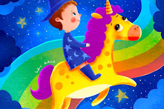 draw whimsical children book illustrations for you