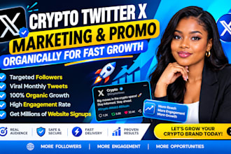 do organic x twitter growth, crypto marketing, and telegram marketing promotion