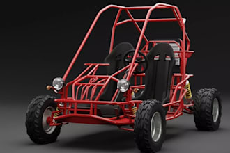 offer 3d go kart buggy 3mf, street legal car,race tubular chassis,engine cad,stl