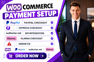 setup woocommerce paypal checkout, express checkout, API authorizenet klarna
